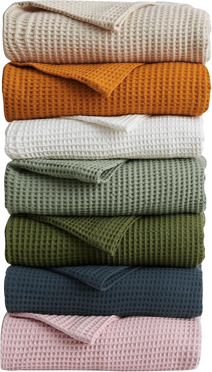 Vintage Comfort 100% Cotton Waffle Weave King Bed Blanket