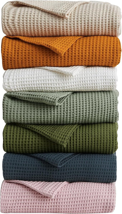 Vintage Comfort 100% Cotton Waffle Weave King Bed Blanket