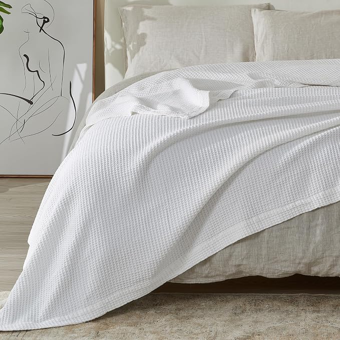Vintage Comfort 100% Cotton Waffle Weave King Bed Blanket
