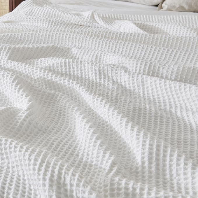 Vintage Comfort 100% Cotton Waffle Weave King Bed Blanket