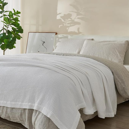 Vintage Comfort 100% Cotton Waffle Weave King Bed Blanket