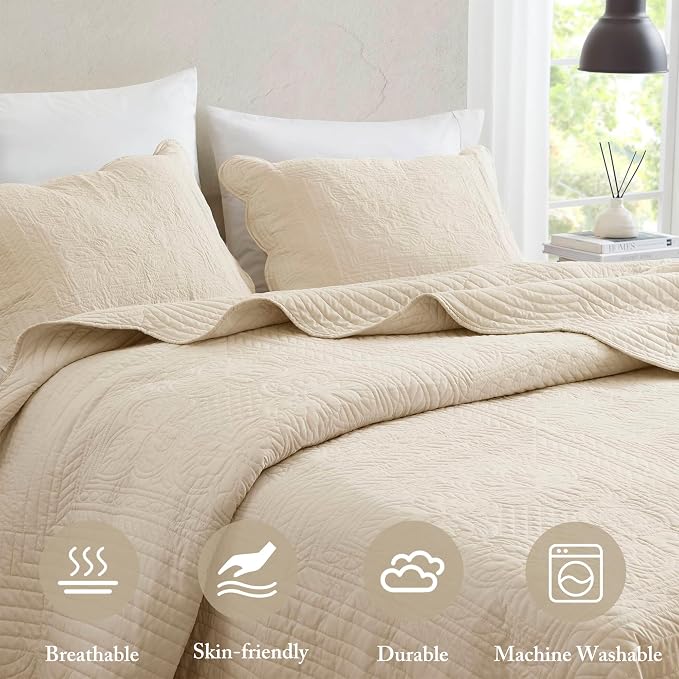 Madison Park Cottage Damask Coverlet Set